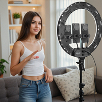 Lampe annulaire LED 18 pouces à intensité variable 3200-5500K pour photographie et maquillage – Idéale pour le bureau – Vente chaude