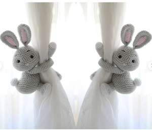 Personalizado Crochet Animal Bunny Cortina Tieback <span class=keywords><strong>Amigurumi</strong></span> Juguetes <span class=keywords><strong>Conejo</strong></span> Crochet Tieback derecho e izquierdo - Product Image 2
