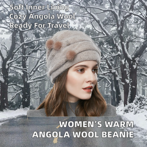 Factory Wholesale Women's Winter Angola <b>Wool</b> Dot Pattern Knitted <b>Beanie</b> <b>Hats</b> Lining for Cold Weather Warmth Travel Beach Use - Product Image 2