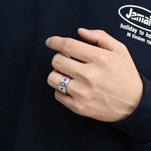 <span class=keywords><strong>Bague</strong></span> Mahjong en Acier Titane Thirteen Orphans Unisexe Minimaliste Tendance Rotative Bijou Résistant au Ternissement - Product Image 4