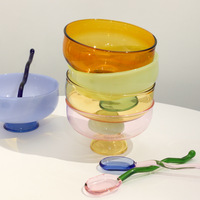 Bols écologiques en verre de couleur personnalisée Créativité Style moderne Crème glacée aux fruits Bol en verre borosilicaté coloré Tasse en verre