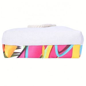 Sac fourre-tout en toile de coton recyclable, écologique et durable avec design personnalisé, sac de plage et poignée en corde pour le shopping - Product Image 3