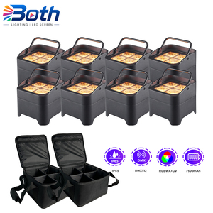 8 projecteurs LED d'extérieur rechargeables IP65 avec 2 sacs de transport, 4 LED, 18W RGBWA UV, DMX sans fil, pour scène - Product Image 1