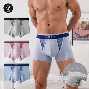 Venta al por mayor de bóxer de fibra de bambú de tiro medio transpirable 2xl malla frontal hombres calzoncillos de cintura con logotipo personalizado para hombres de alta calidad - Product Image 1