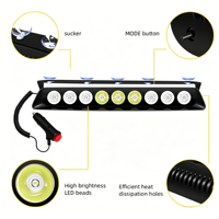 Nueva Luz Estroboscópica Delantera para Coche F1 con 9 LED y Ventosa, Luz de Pala, Luz de Limpieza, Luz Estroboscópica, Luz de Seguridad