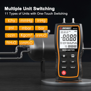 SndwayハンドヘルドProableデジタル圧力計液晶ディスプレイ空気圧計差圧ゲージガス圧力テスター - Product Image 5