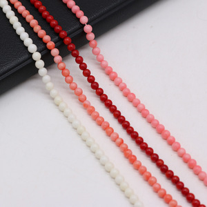 3mm-4mm Petites perles rondes en bambou naturel corail rouge rose blanc pêche <span class=keywords><strong>orange</strong></span> pour la fabrication de bijoux de bricolage Perles en pierre brin - Product Image 6