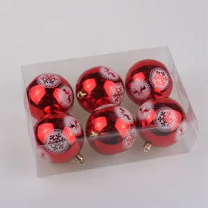 Sıcak satış noel topları Set parlak kırmızı el boyalı plastik yılbaşı topu seti süsler asılı ağacı yılbaşı süsleri