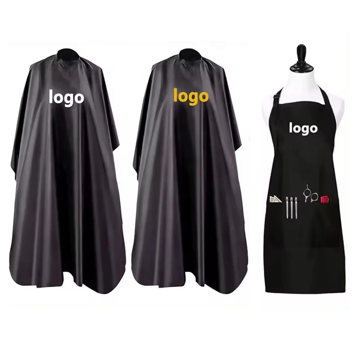 Tablier de coiffeur avec logo personnalisé en gros Smock de styliste Fabricant de capes de barbier pour salon de coiffure pour hommes Coupe de cheveux