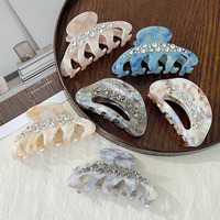 Pince à cheveux personnalisée en forme de citrouille avec fixation de queue de cheval de luxe entièrement ornée de diamants, pince à griffes creuse en acétate