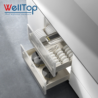 WELLTOP Promotion : Organisateur de tiroir amovible 700 mm pour armoires de cuisine et accessoires, avec séparateur pour vaisselle, bols et couverts