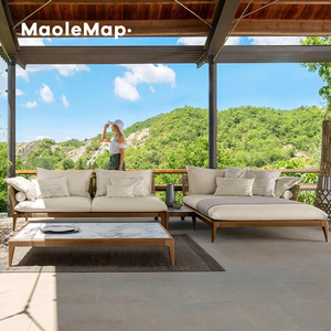 Salon jardin extérieur luxuriant rustique teck canapé piscine meubles balconi patio <span class=keywords><strong>osier</strong></span> chaises <span class=keywords><strong>terrasse</strong></span> <span class=keywords><strong>fauteuil</strong></span> en bois - Product Image 5