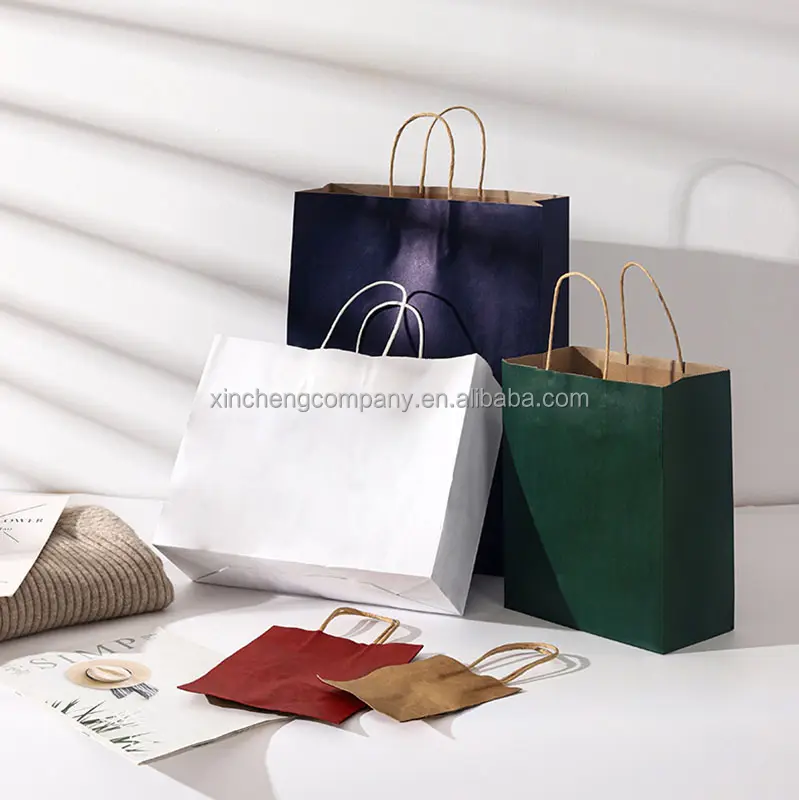 大きなサイズ卸売価格茶色クラフト紙バッグカスタム印刷ロゴショッピング紙バッグ