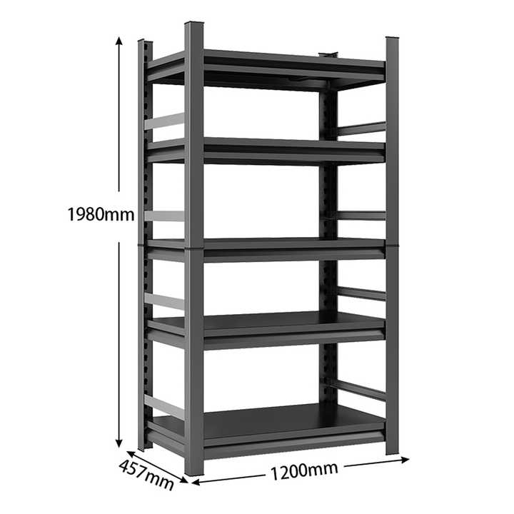 Knock Down Racking Slotted Knock Down Rack for Shop Shelf 5 Level Shelf Metal Home Storage ...