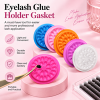 Support de colle pour cils coloré en gros avec plateau floral, base pour greffe de faux cils