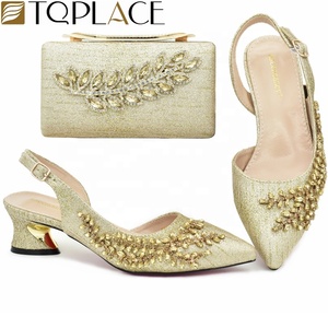 Offre Spéciale nouveaux modèles dames mariée bleu couleur Nigeria chaussures de mariage et sac à main assorti ensemble femmes chaussures et sac ensemble pour la fête - Product Image 2