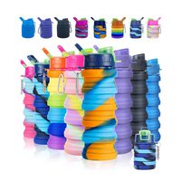 Produits en gros Silicone Pliant Pliable Pliable Sport Bouteille D'eau Portable