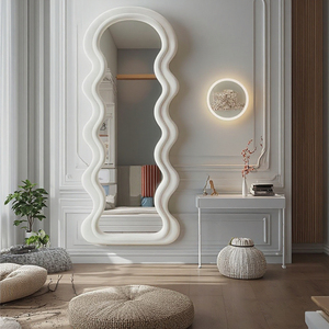 Nhà đương đại sử dụng đầy đủ chiều dài tường gương tùy chỉnh gỗ backboard lớn sóng thiết kế 4 mét kính dày có tính năng flannel khung - Product Image 3