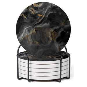 Juego <span class=keywords><strong>de</strong></span> 6 Posavasos Abstractos <span class=keywords><strong>de</strong></span> Mármol Negro con Soporte, Posavasos <span class=keywords><strong>de</strong></span> Cerámica con Base <span class=keywords><strong>de</strong></span> <span class=keywords><strong>Corcho</strong></span> <span class=keywords><strong>para</strong></span> Protección <span class=keywords><strong>de</strong></span> <span class=keywords><strong>Mesa</strong></span>, Regalos <span class=keywords><strong>de</strong></span> Inauguración <span class=keywords><strong>de</strong></span> Casa - Product Image 1