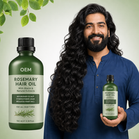 Serum Herbal Rosemary Vegan Alami untuk Perawatan Kulit Kepala dan Rambut, Minyak Esensial untuk Pertumbuhan Rambut Rusak, Perawatan Menutrisi 100ml Grosir