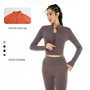 Vêtements de sport dames veste active Slim Fitness femmes automne vestes antibactérien demi fermeture éclair Yoga veste