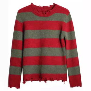 Suéter de punto a rayas rojas y verdes para disfraz de Halloween, personaje Charlie, unisex para adultos - Product Image 1