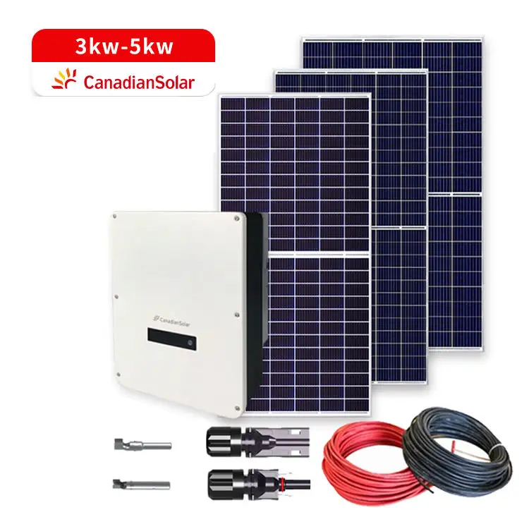 Tùy biến canadiansolar hiệu quả cao xách tay 3KW 4Kw 5KW PV năng lượng mặt trời hệ thống Bộ dụng cụ