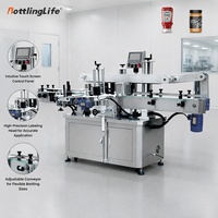 Machine d'étiquetage automatique double face pour vinaigrette 150 ml, sirop et ketchup, machine d'étiquetage double face et ronde
