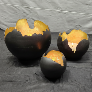 ขวดเทียนเคลือบผงสีดำ/ขาวตกแต่งบ้านสไตล์โคมไฟคริสต์มาส3ทำด้วยมือทำจากโลหะ - Product Image 1