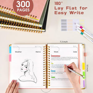 A5/A4 맞춤 인쇄 로고 평평한 하드 쉘 스파이럴 바인딩 가죽 커버 노트북 다이어리 분리된 페이지 라벨 포함 - Product Image 5