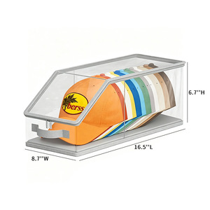 PVC Visible Storage <b>Box</b> With Zipper <b>Large</b> Capacity Stackable Baseball Cap Organizer Dustproof Foldable With Lid - Product Image 2