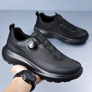 Chaussures <span class=keywords><strong>de</strong></span> course pour hommes, entièrement noires, avec système <span class=keywords><strong>de</strong></span> laçage à boucle rotative, baskets athlétiques, chaussures <span class=keywords><strong>de</strong></span> marche légères, chaussures <span class=keywords><strong>de</strong></span> sport amortissantes - Product Image 5