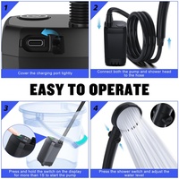 Douche de camping portable rechargeable 6000 mAh avec écran LED intelligent, étanche IPX7, 4 modes de pulvérisation pour toilettes extérieures et animaux de compagnie