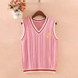 เสื้อสเวตเตอร์คอวีปักลายสไตล์เกาหลีสีกรมท่าเสื้อถักนิตติ้งผู้หญิงชุดนักเรียนทรงหลวมสไตล์ชุดนักเรียน JK - Product Image 2
