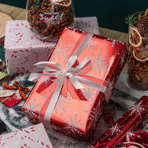 MAYPLUSS Red Christmas Wrapping Paper Roll 17in X 33ft Double Side Snowflake Design Anti Curl Gift Craft Use - Product Image 5