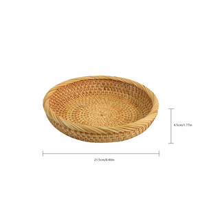 Panier <span class=keywords><strong>de</strong></span> rangement rond en rotin naturel tressé NFS, panier à <span class=keywords><strong>fruits</strong></span> décoratif pour la cuisine, petit panier en osier - Product Image 6