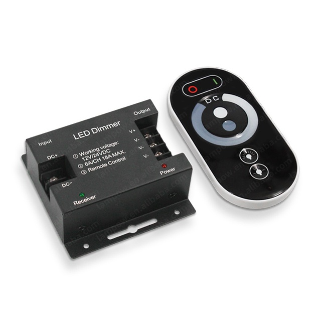 Factory Price Wireless RF Touch Remote LED Controller 18A/216W for Single Color LED Strip Light DC12V 24V Output Current 6A
