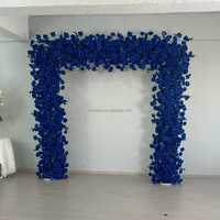 Arche de fleurs en forme de cœur bleue personnalisée avec support, fond de scène de mariage en fleurs artificielles roses, décoration de scène de mariage, arche de fleurs en forme de cœur