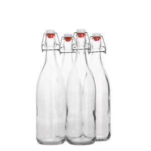 Botellas de Vidrio Reutilizables en Varios Tamaños (250ml-1000ml) - Cuadradas y Redondas, Transparentes y Herméticas para Salsas, Aceites, Bebidas - Product Image 1