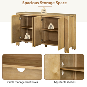 Aparador de Roble Estilo Rústico con Almacenamiento, 4 Puertas, Acabado Desgastado, Ecológico, Estantes Ajustables para Comedor - Product Image 5