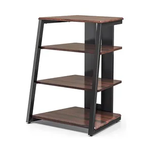 Soporte de <span class=keywords><strong>TV</strong></span> Esquinero de 4 Niveles con Estantes Ajustables, Mueble Moderno para Equipos de Audio y Video, Centro de Entretenimiento con Enchufes, Torre de Audio - Product Image 1