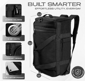 3-in-1 Duffle Bag Backpack with <b>Shoe</b> & Laptop Pocket, Cup <b>Holder</b>, Ventilated Gym & Travel Bag - Product Image 4