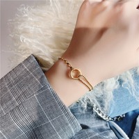 Bracelets asymétriques double couche en acier inoxydable, bijoux de luxe minimalistes haut de gamme, vente en gros, populaires, TGSL5809