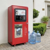 Máquina expendedora de agua purificada con aceptador de billetes, estación tipo kiosco antirrobo para el puerta principal de un barrio residencial