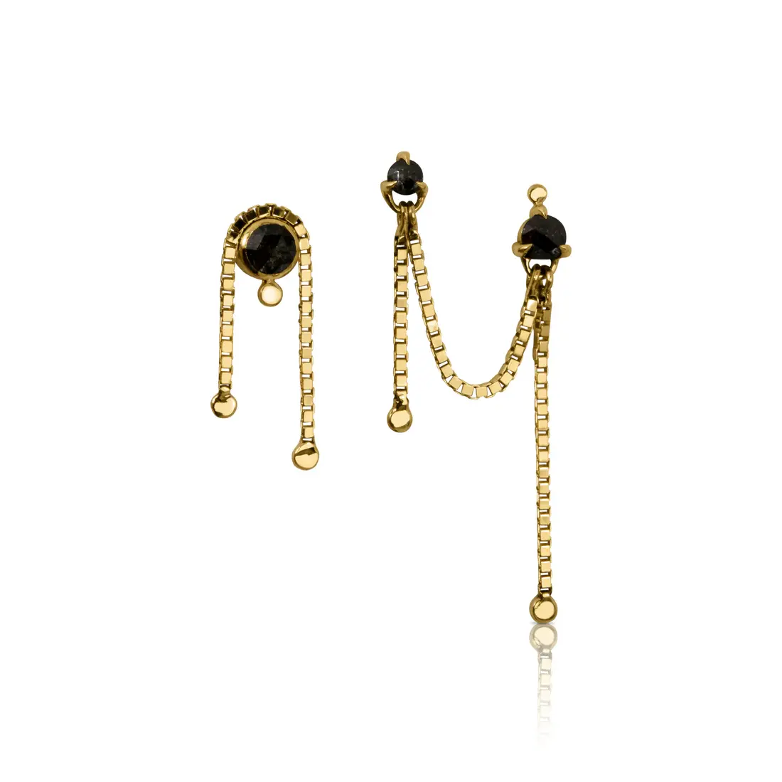 Waterproof 316l Stainless Steel Pvd 18k Gold Plated Zircon Chain Earrings Magical Zircon Double Veil Earrings Handmade Jewelry