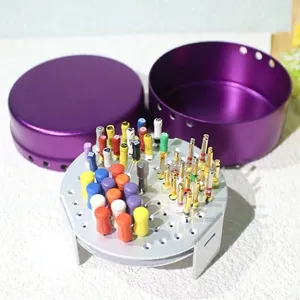 Dental 72 Holes Endo Files Holder Dental Autoclave Disinfection <b>Box</b> <b>Metal</b> Sterilizer Case Burs For Oral Care <b>Tools</b> - Product Image 1