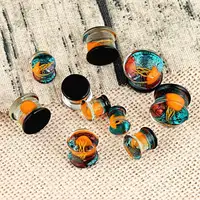 Flesh Tunnels Wholesale Stretching Saddle Jellyfish Piercing Pierced Earrings Jewelry Glass Double Flare Flesh Ear Tunnels Gauges Plugs