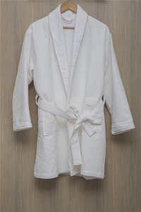 Peignoirs de bain gaufrés en coton doublé d'hôtel blanc pour hommes/femmes cordon respirant thermique luxe romantique pour l'été hiver - Product Image 5