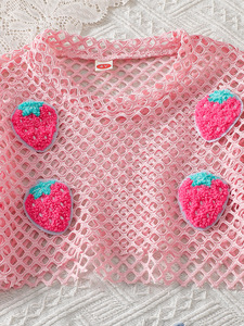 Set di Abbigliamento Estivo per Bambine, Casual con Motivo Fragola per Uso Quotidiano - Product Image 5