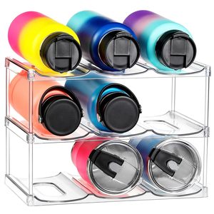 Organisateur de bouteilles d'eau en métal empilable à 3 niveaux, capacité de 9 bouteilles, montage mural, rangement pour cuisine, salle de bain, comptoir, réfrigérateur - Product Image 2